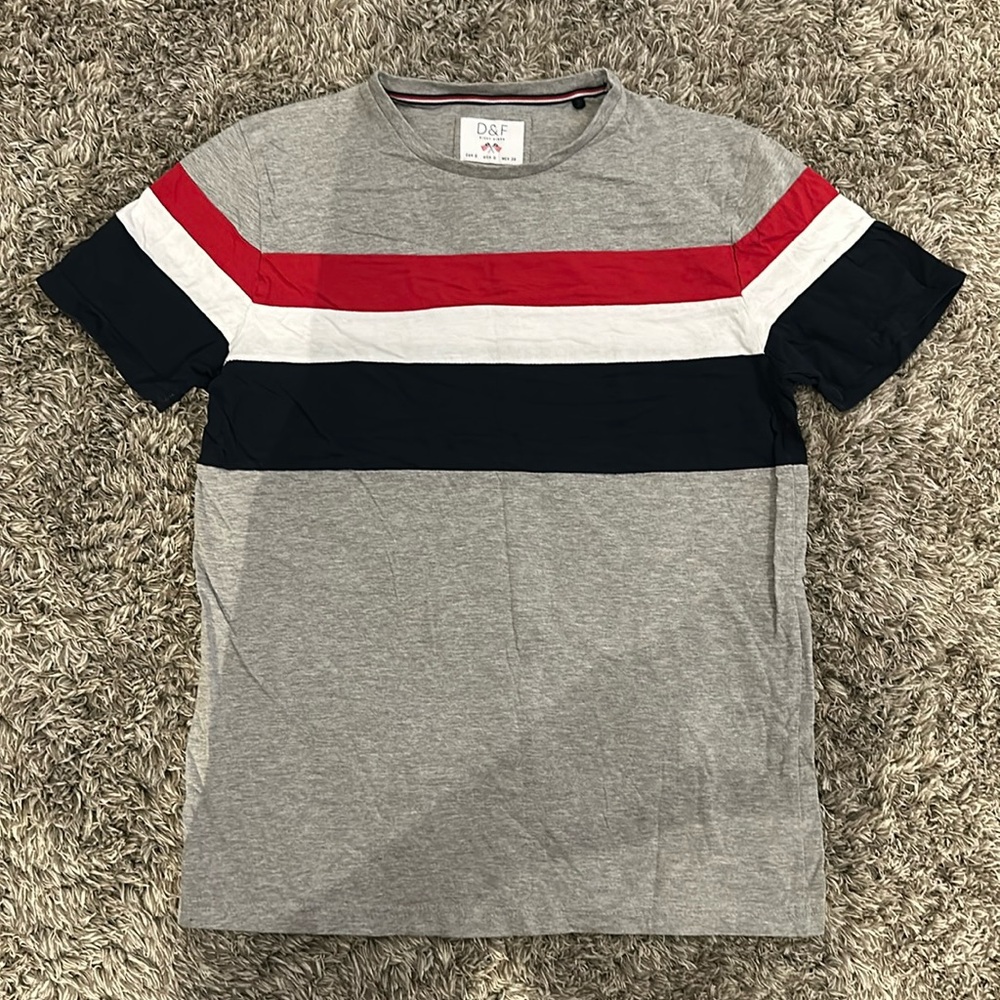 DENIM & FLOWER Gray with red, white and blue stripes